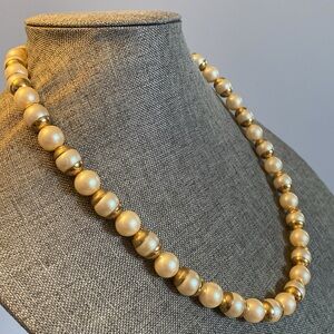 Gold Capped Pearl Necklace (Vintage)